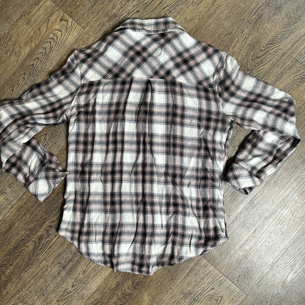 RAILS Soft Pink Black Cream Plaid Flannel shirt XS - Picture 5 of 9